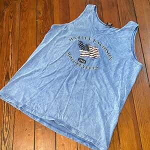 2001 Harley Davidson Elyria, OH Acid Wash Blue Tank Top